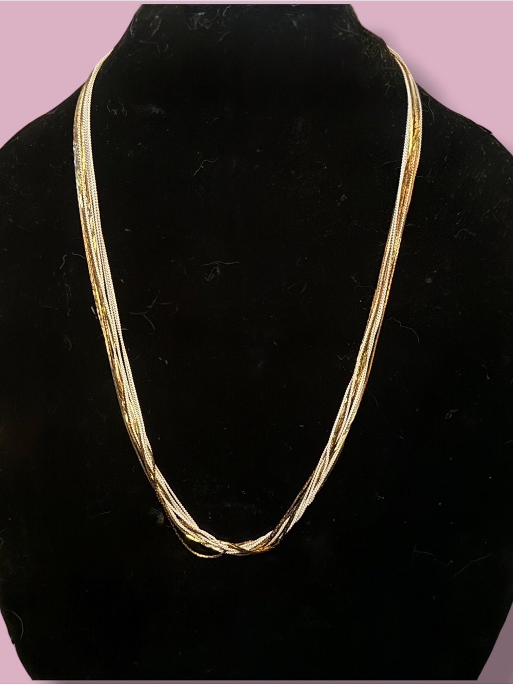 Vintage multi strand gold and white chain necklace